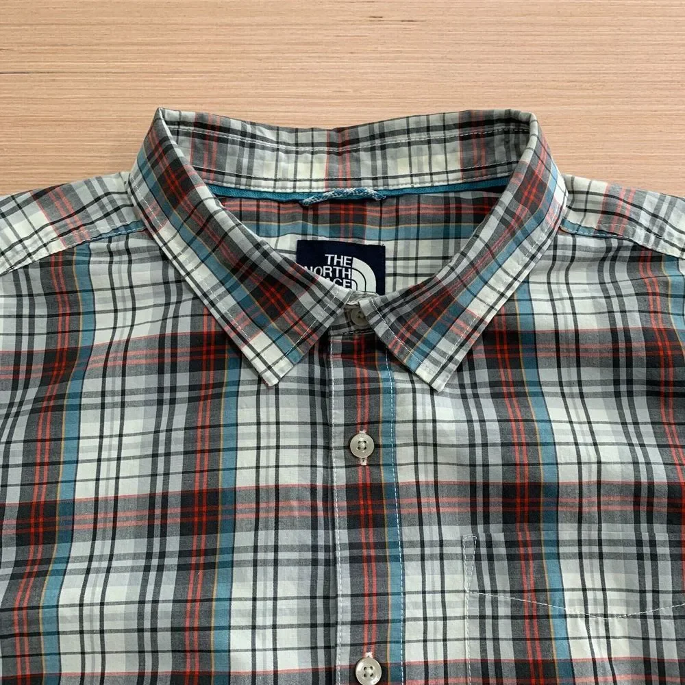 The North Face Hammets‎ Button Up Shirt Mens XXL Plaid Gray Blue Red